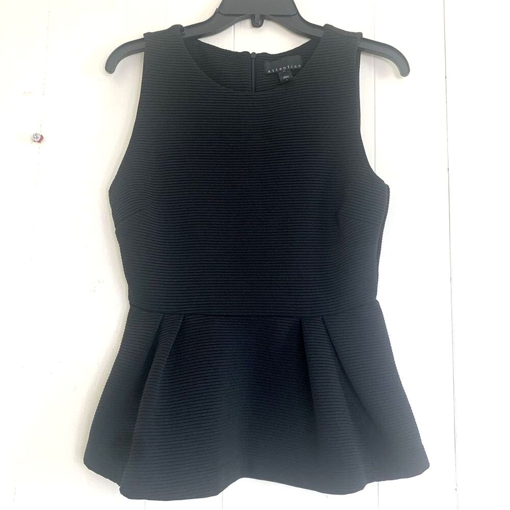 Attention Top Size S Black Peplum Sleeveless Blouse Top